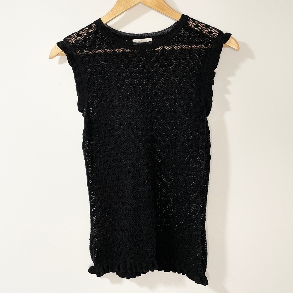 Black Lace Knit Tank Top - Women's Sleeveless Knitwear